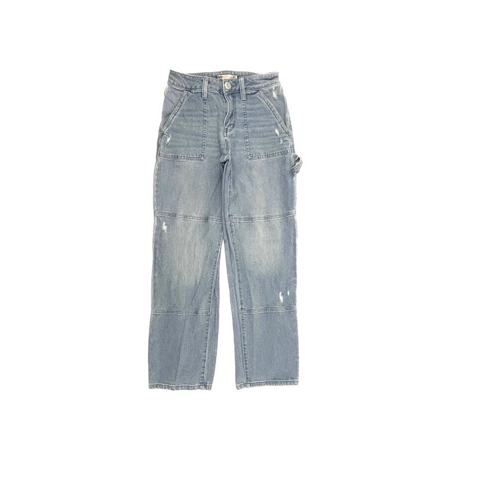 SO Distressed Super High Rise Carpenter Straight Women's size 1 Blue Dneim Jeans